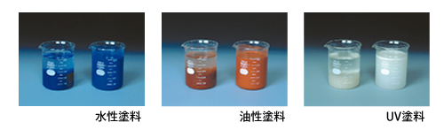 廃液処理剤　ナチュラルブースクリーナー（塗料用液体凝集剤）　凝集実験
